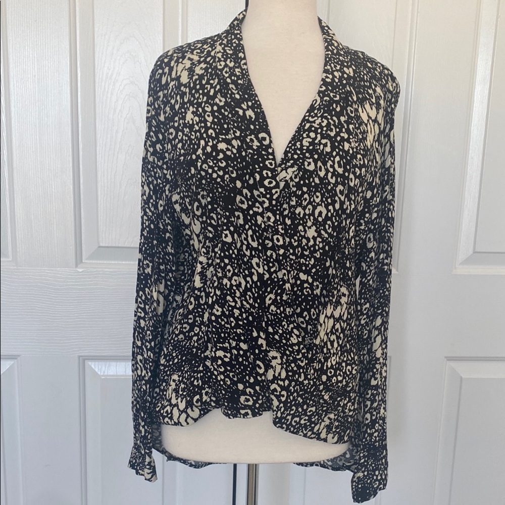 Zara Leopard Print Wrap Blouse Top Size XXL - Picture 3 of 10